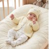 N14733: Baby Beige Elephant 4 Piece Quilted Jacket & Hat Outfit (0-9 Months)